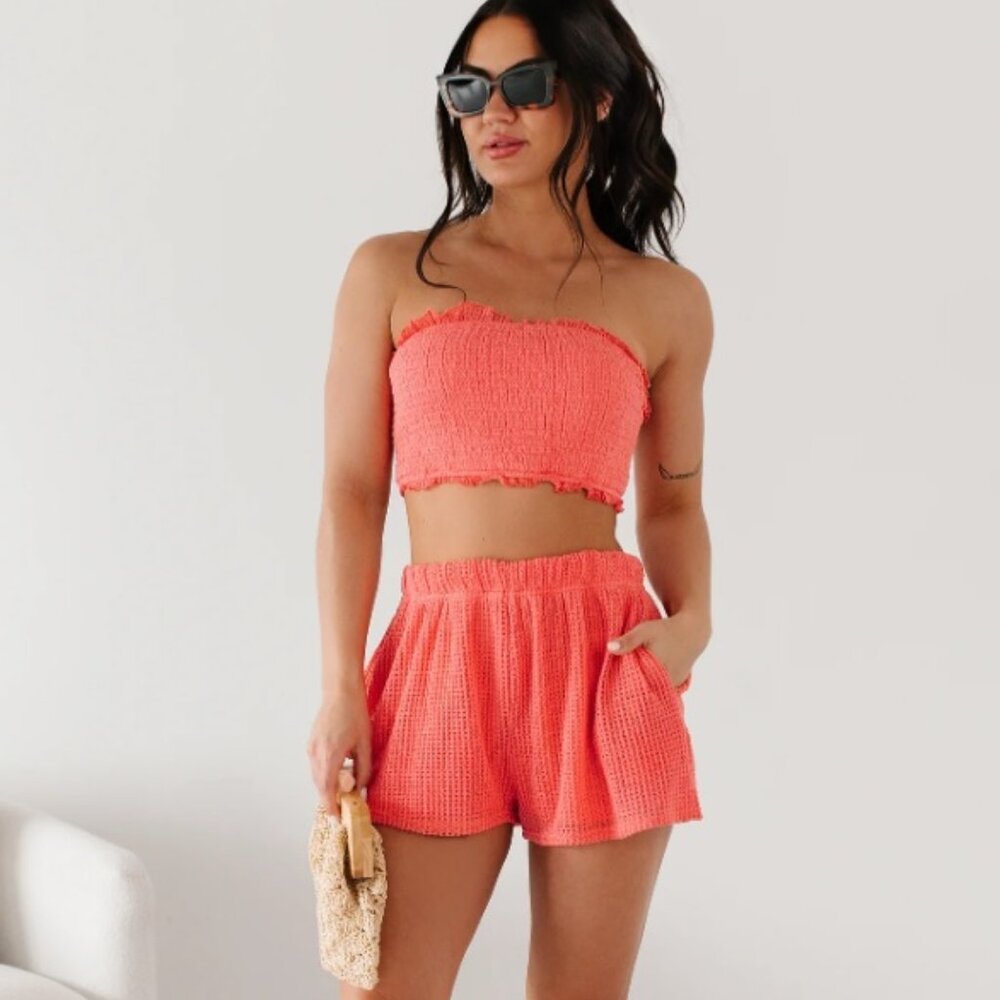 HYFVE Cuddling Close Smocked Crochet Two Piece Set - Size Small